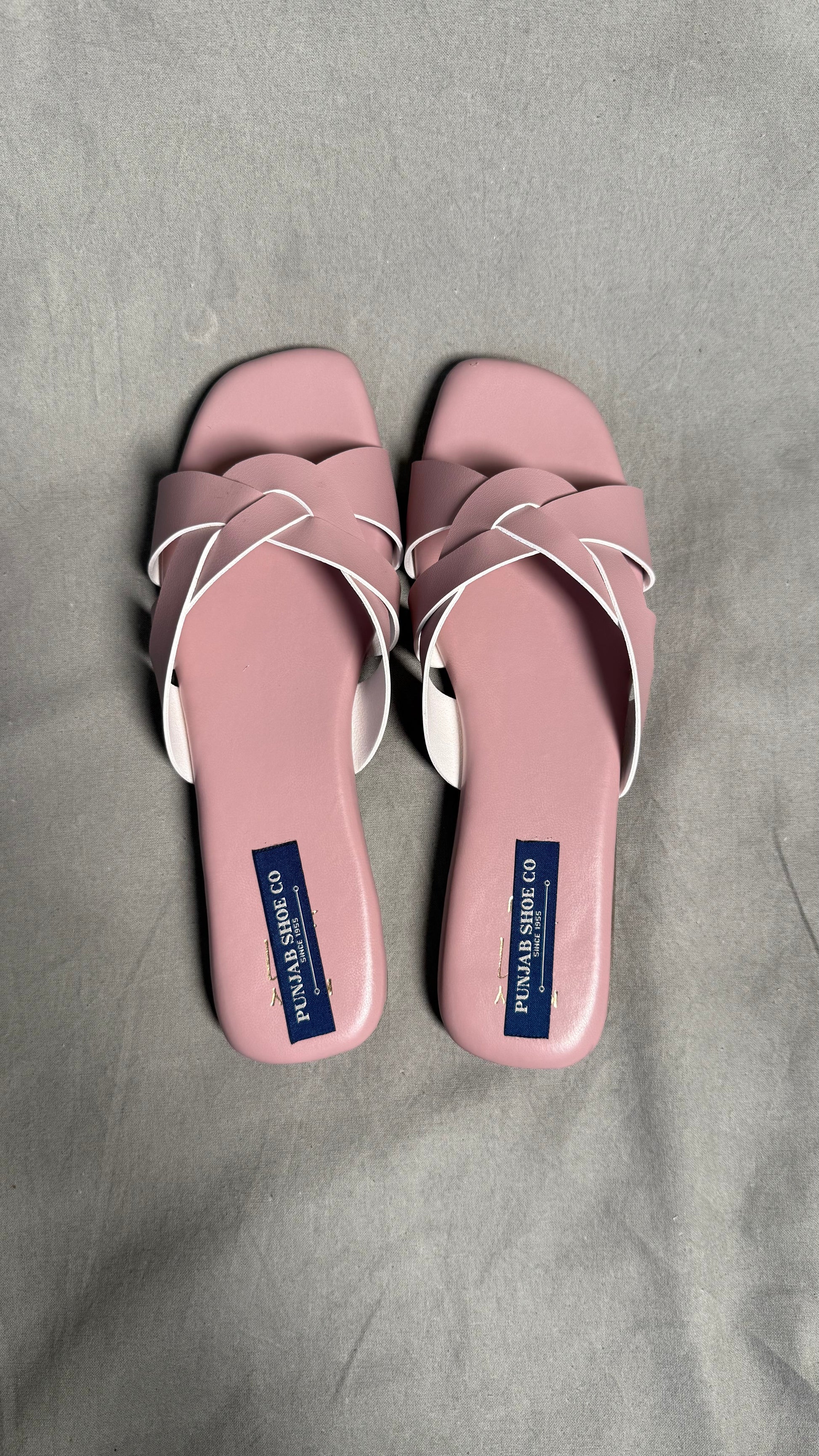 Slip-On Flats for Women with Cross Strap Design in pink colour