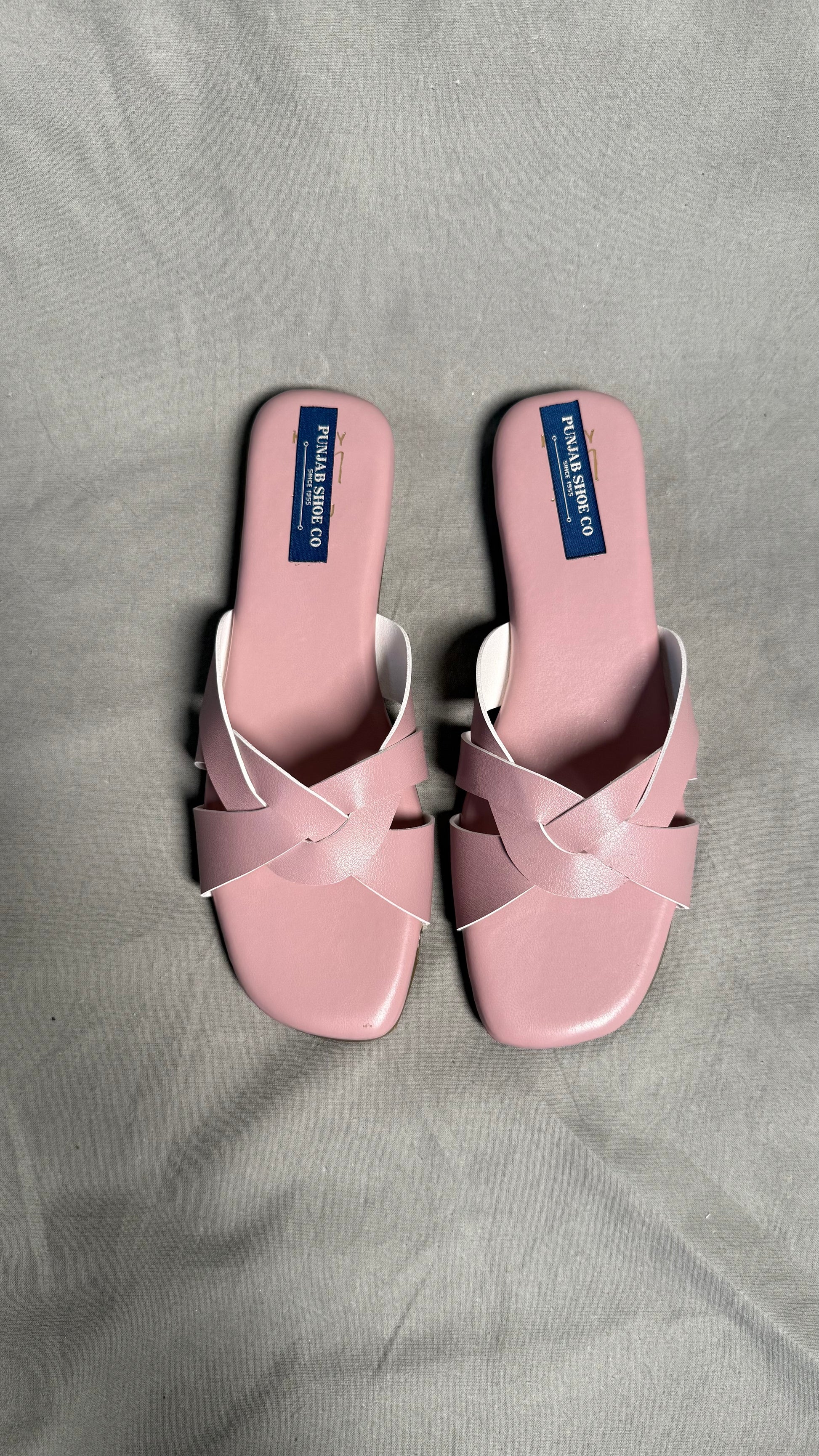 Slip-On Flats for Women with Cross Strap Design in pink colour top view