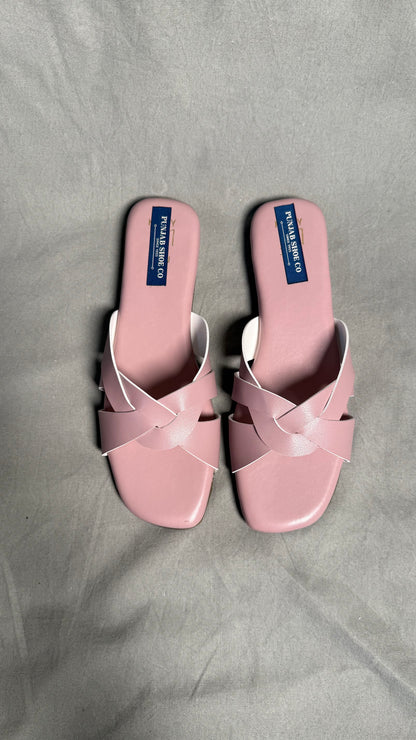 Slip-On Flats for Women with Cross Strap Design in pink colour top view