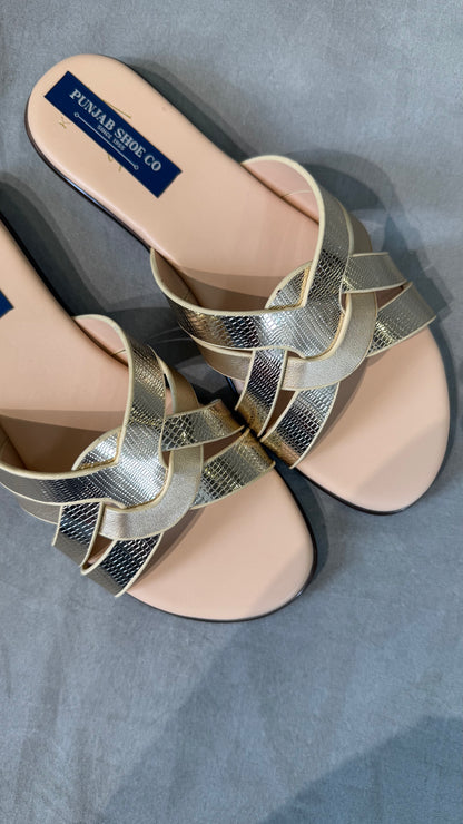 Snake Skin Cross-Strap Flats