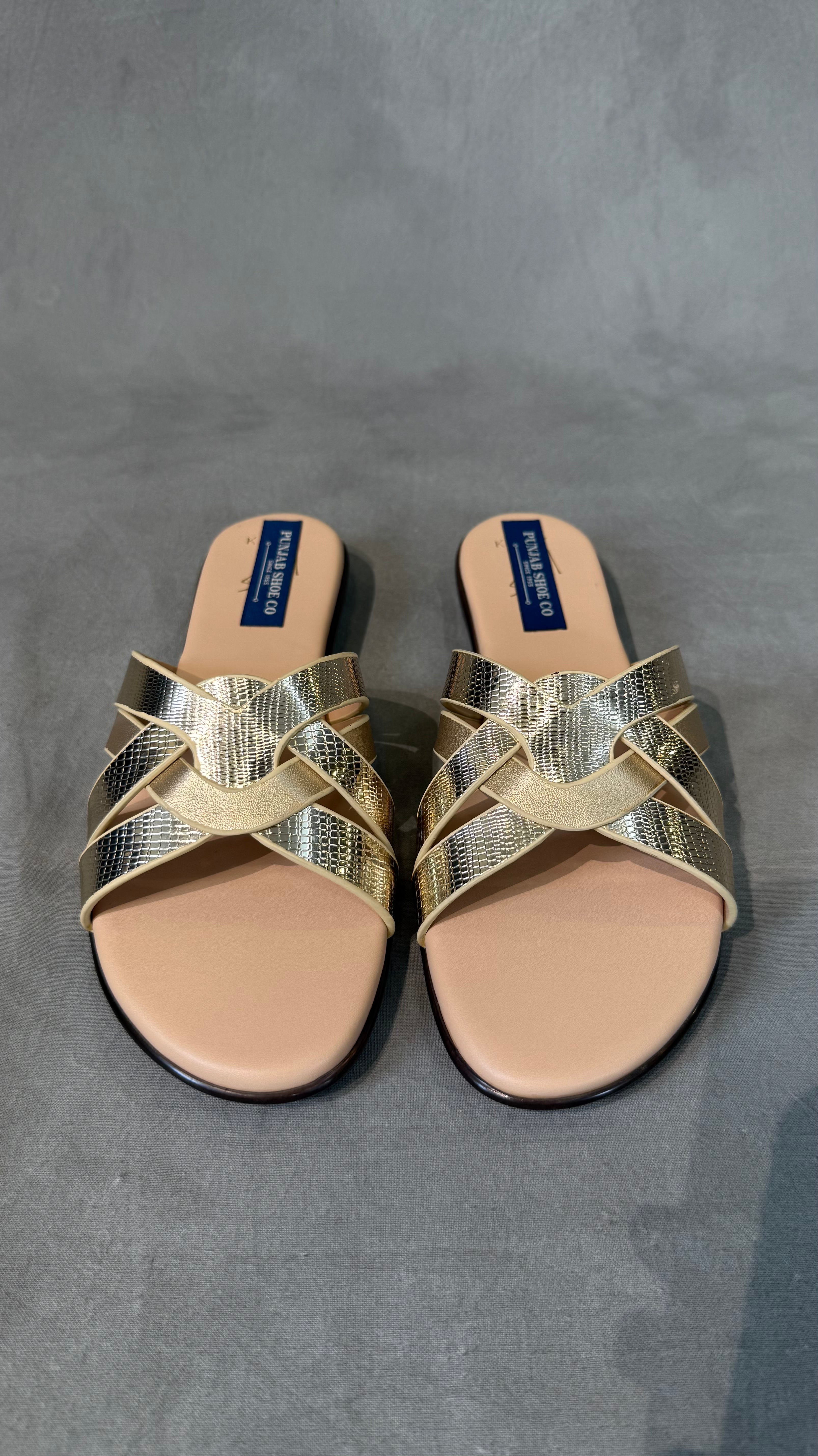 Snake Skin Cross-Strap Flats