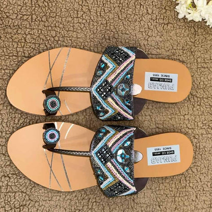 Blue and Black Kolhapuri Chappal - Punjab Shoe Co.