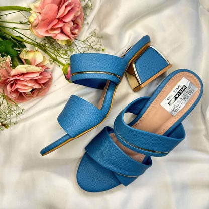 Blue Double Strap Elegant Heels - Punjab Shoe Co.