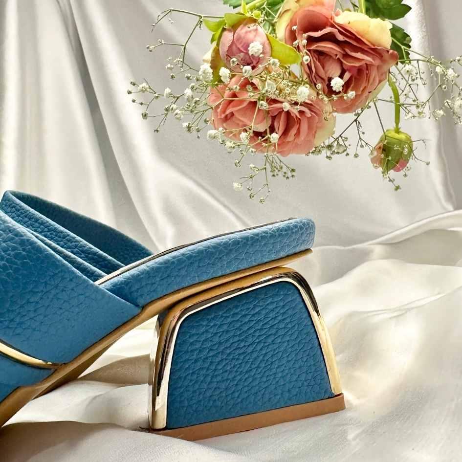 Blue Double Strap Elegant Heels - Punjab Shoe Co.
