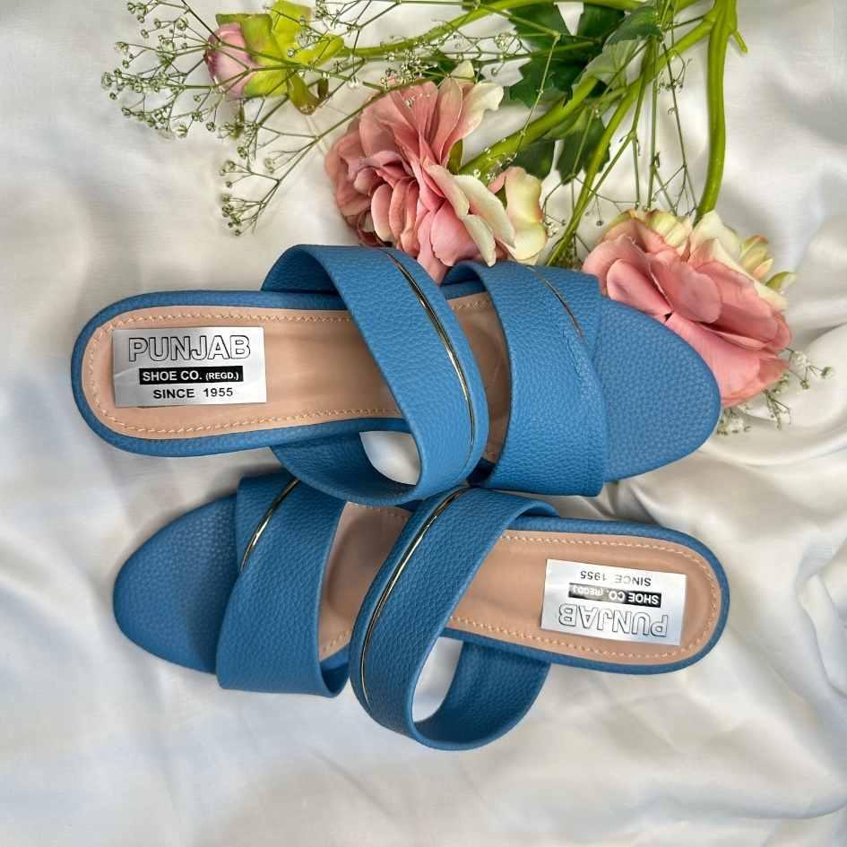 Blue Double Strap Elegant Heels - Punjab Shoe Co.