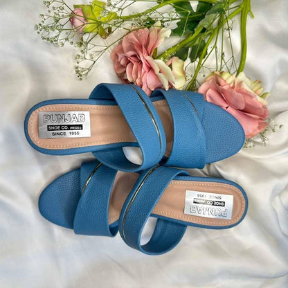 Blue Double Strap Elegant Heels - Punjab Shoe Co.