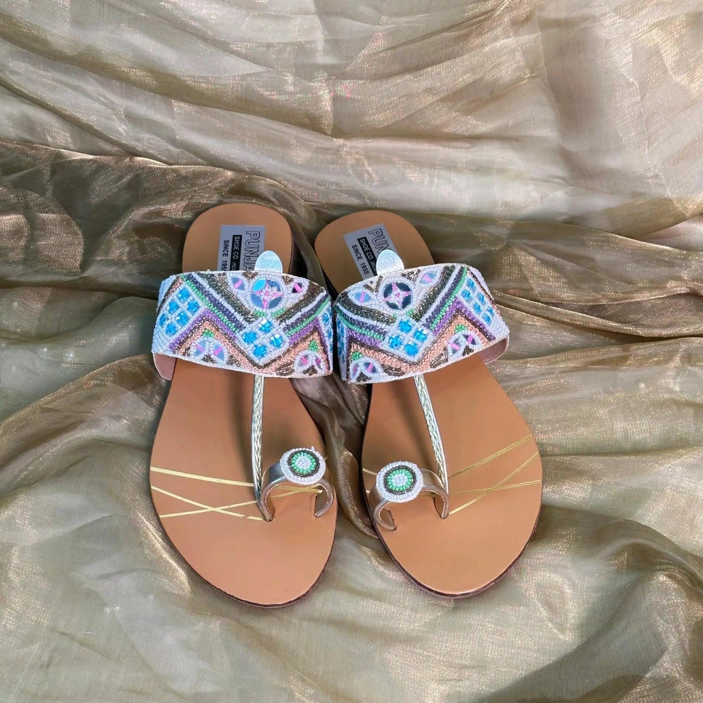 Colorful Kolhapuri Chappal for Women – Handmade Traditional Sandals with Vibrant Design - Punjab Shoe Co.
