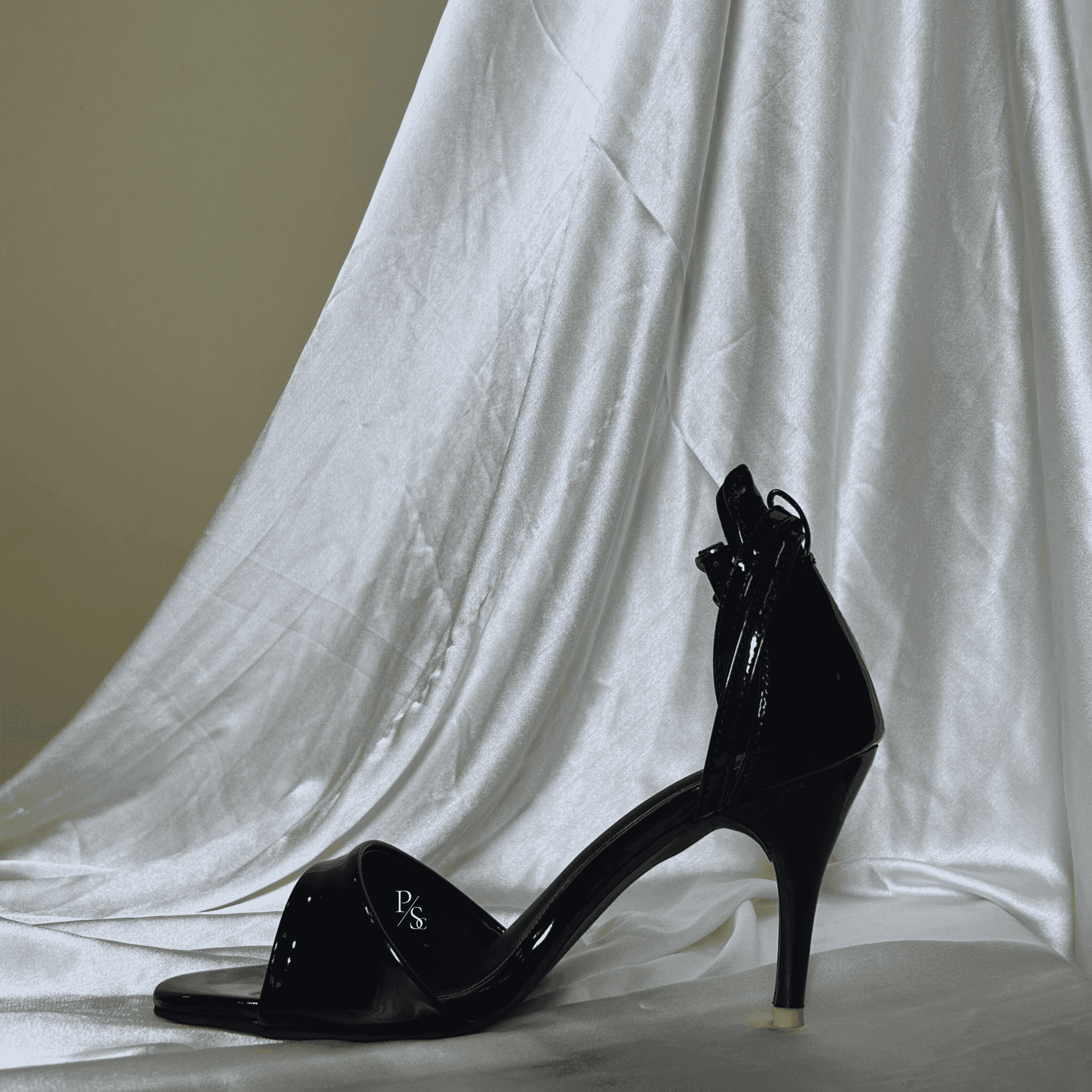 Elegant Black Ankle Strap Pencil Heels - Main Image