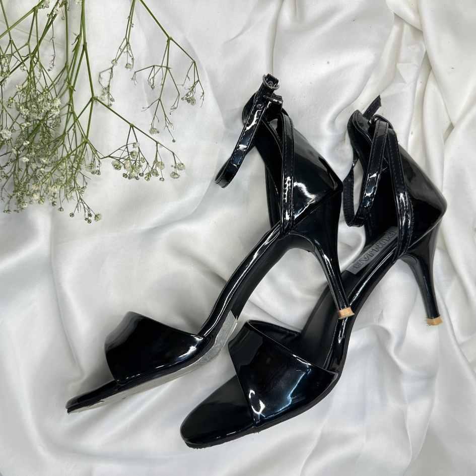 Elegant Black Ankle Strap Pencil Heels - Punjab Shoe Co.