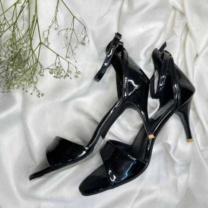 Elegant Black Ankle Strap Pencil Heels - Punjab Shoe Co.