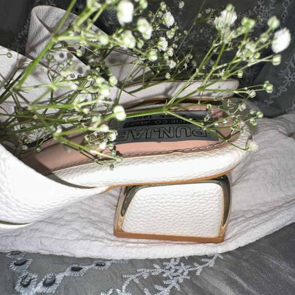 Elegant White Double Strap Heels - Punjab Shoe Co.