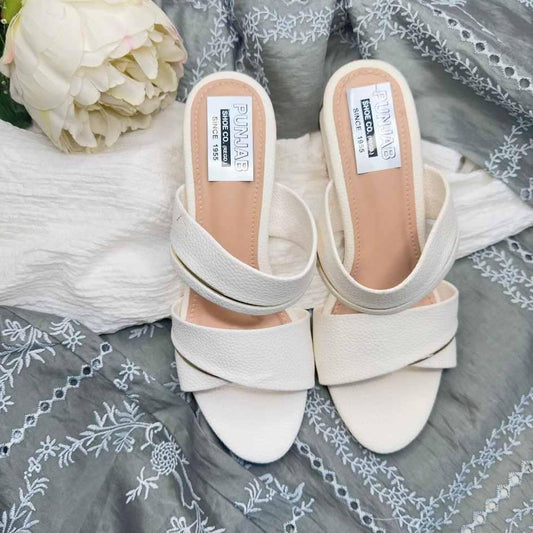 Elegant White Double Strap Heels - Punjab Shoe Co.