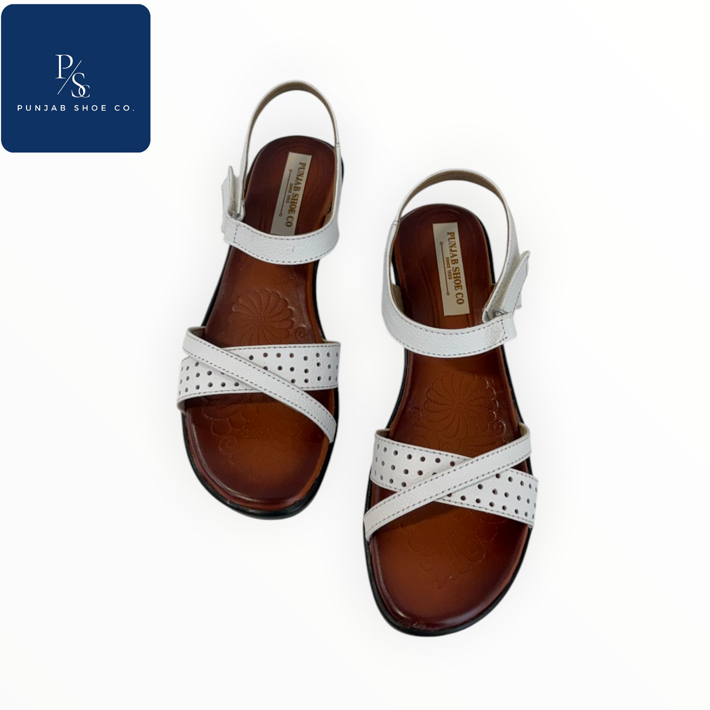 Women Cross Strap Leather Sandals Black & White