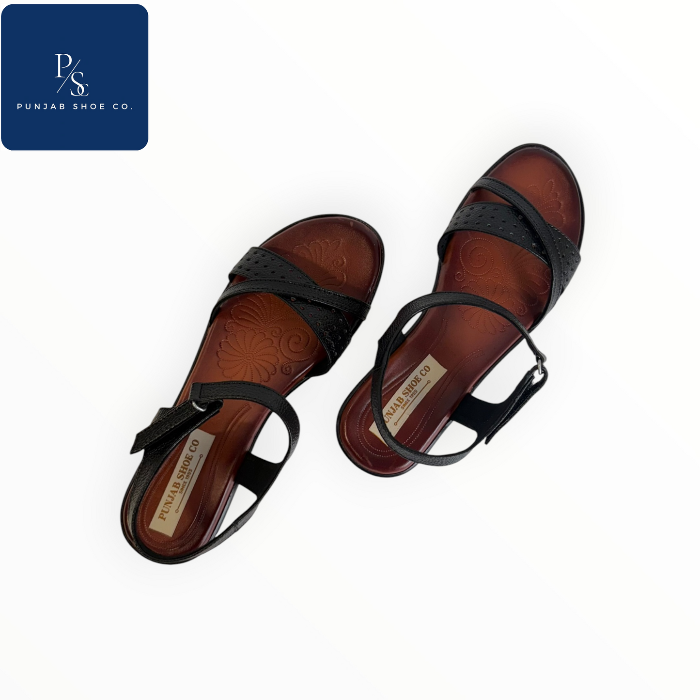 Women Cross Strap Leather Sandals Black & White