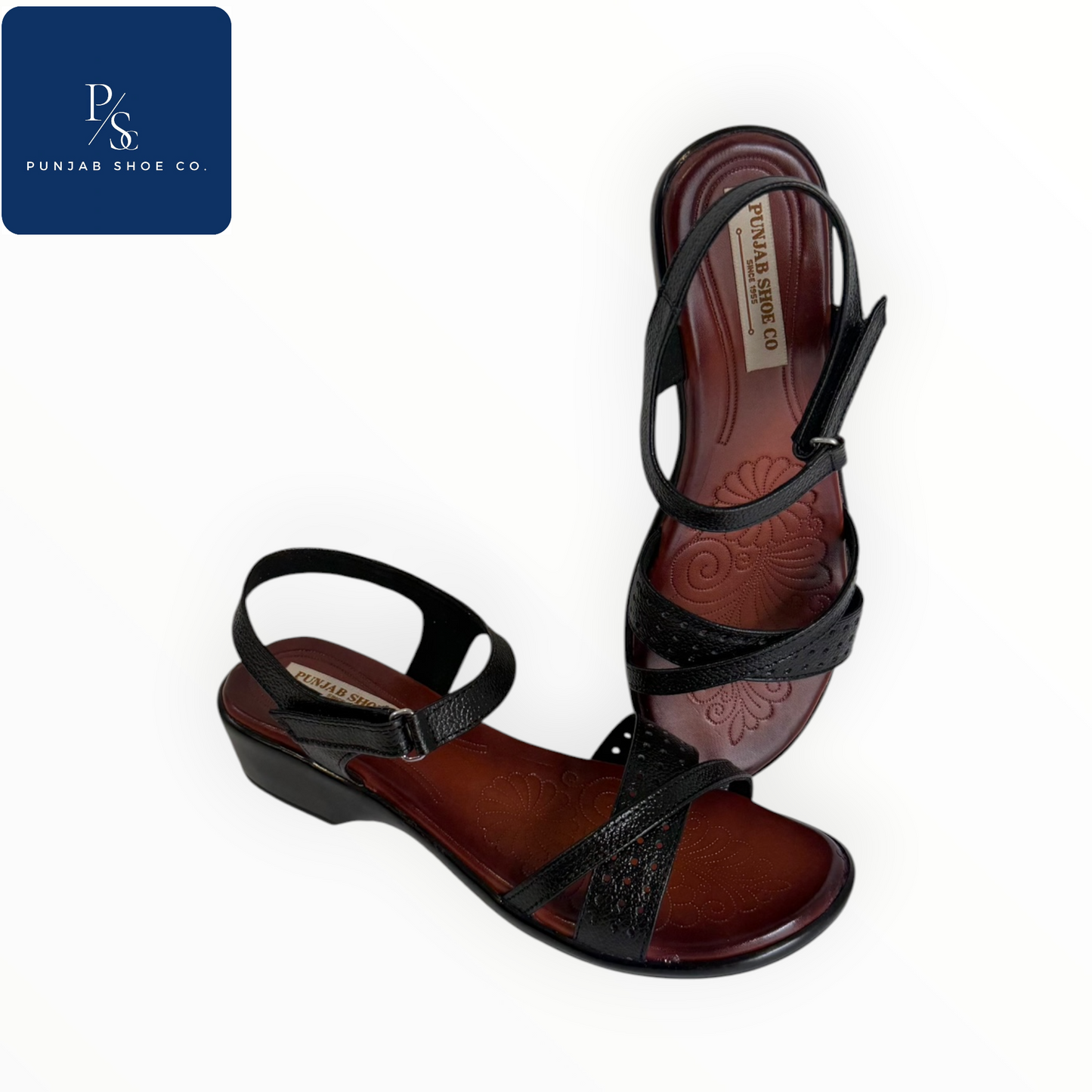 Women Cross Strap Leather Sandals Black & White
