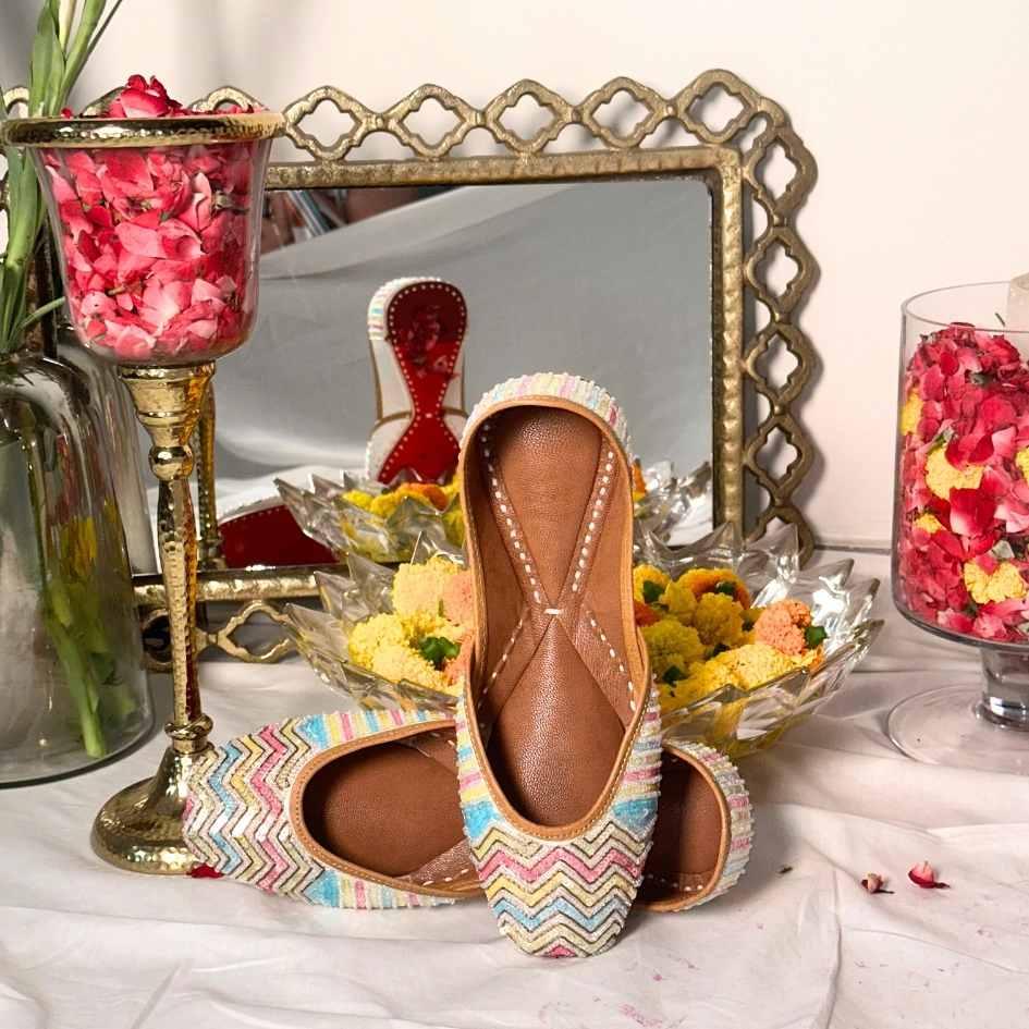 Multicolour Traditional Leather Jutti - Punjab Shoe Co.