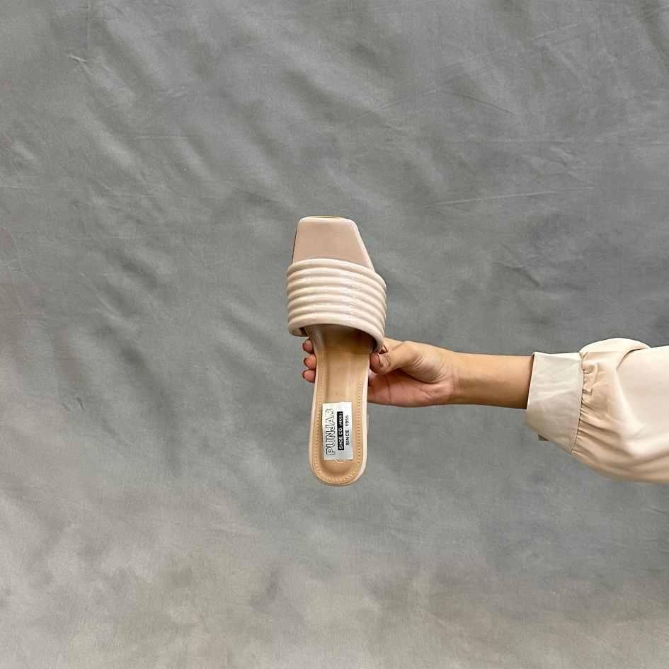 Nude Ribbed Chic Heels - Punjab Shoe Co.