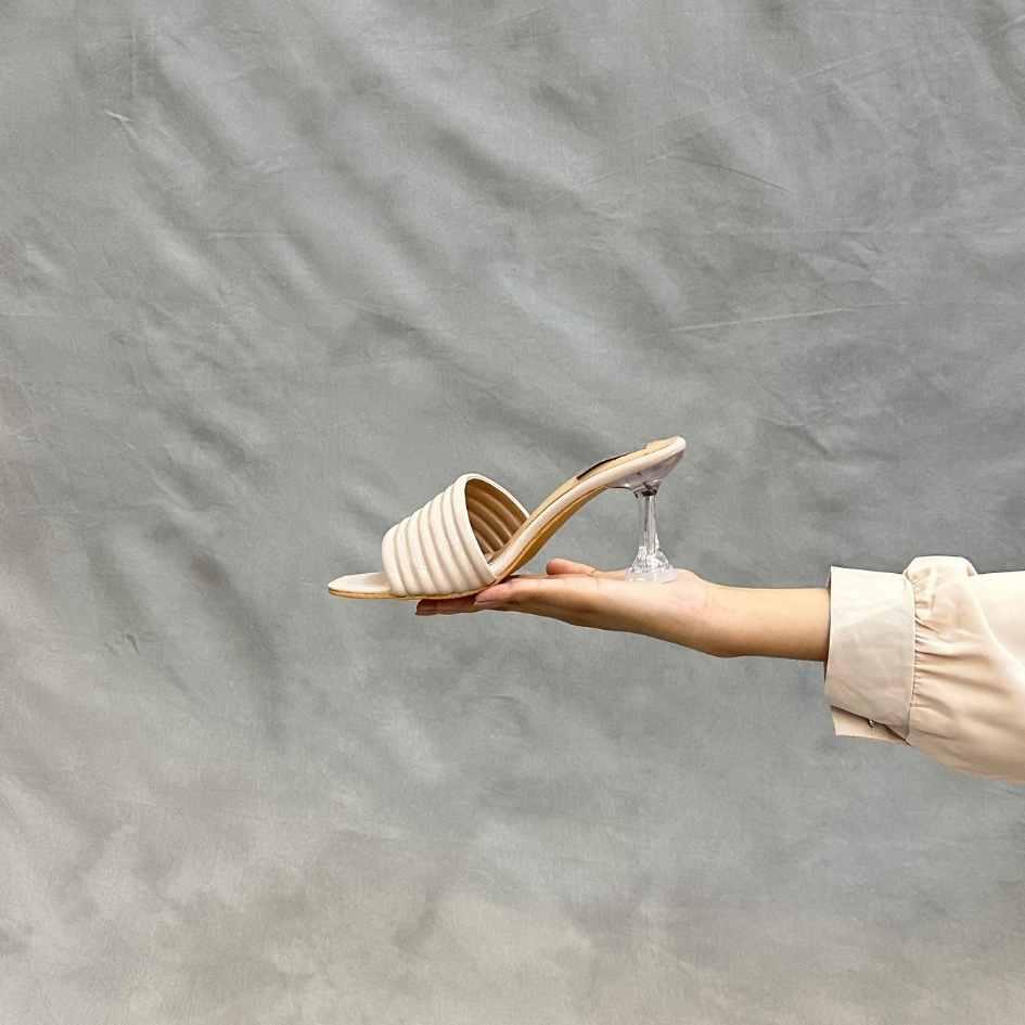 Nude Ribbed Chic Heels - Punjab Shoe Co.