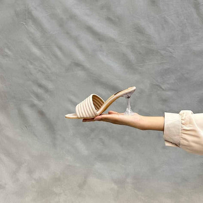 Nude Ribbed Chic Heels - Punjab Shoe Co.