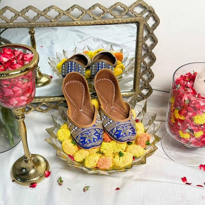 Peacock Blue Embellished Jutti - Punjab Shoe Co.