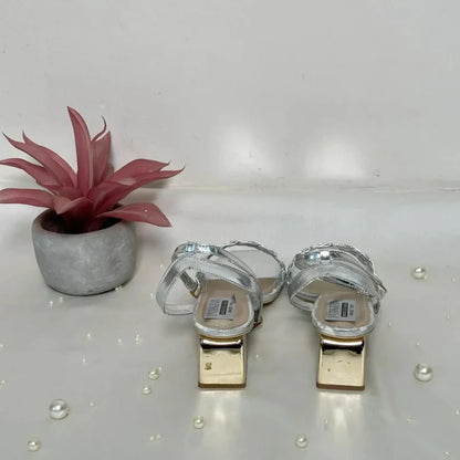 Silver Block Heels