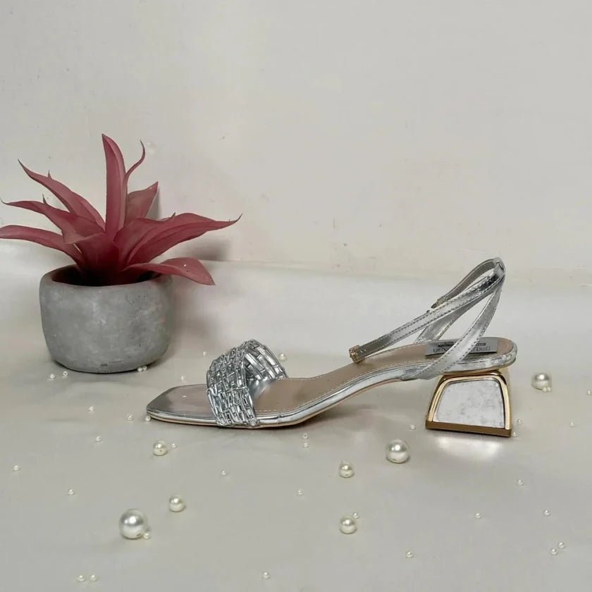 Silver Block Heels