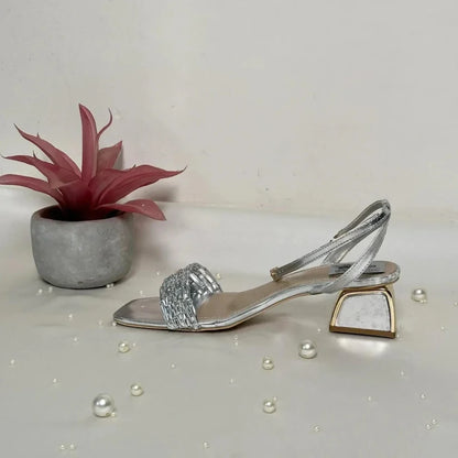 Silver Block Heels