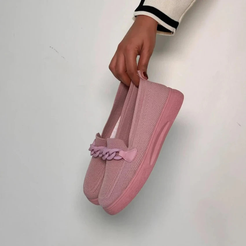 Pink Sneakers with Chain Detail