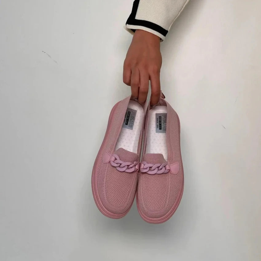 Pink Sneakers with Chain Detail