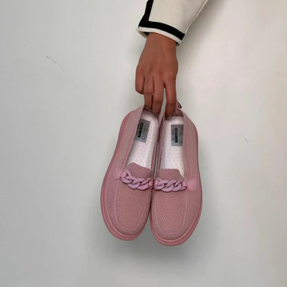 Pink Sneakers with Chain Detail