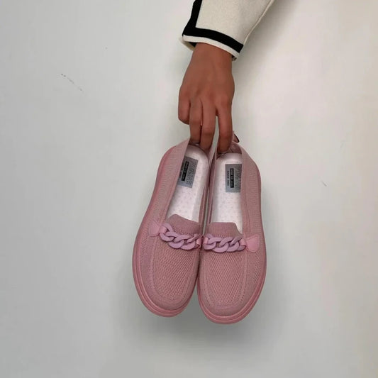 Pink Sneakers with Chain Detail